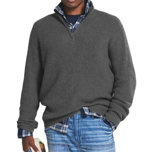 Jules - Men'S Casual Warm Sweater With Zip Neck